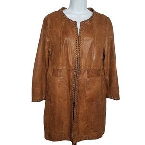 Vintage Peruzzi Firenze Italian Brown Cognac Soft Leather Jacket  XL